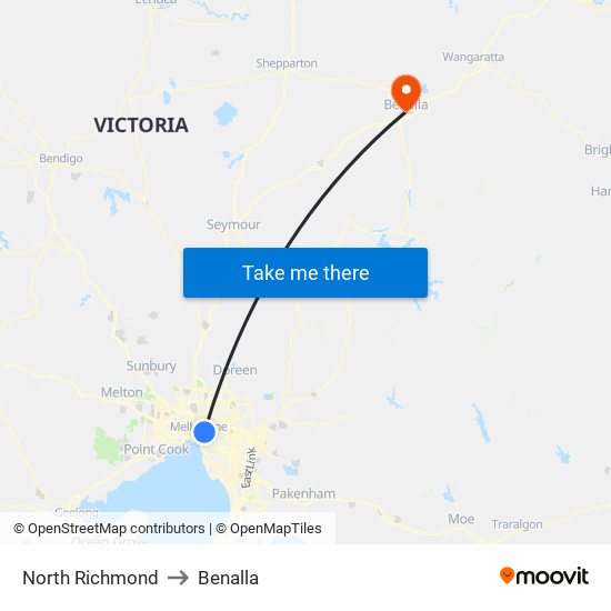 North Richmond to Benalla map