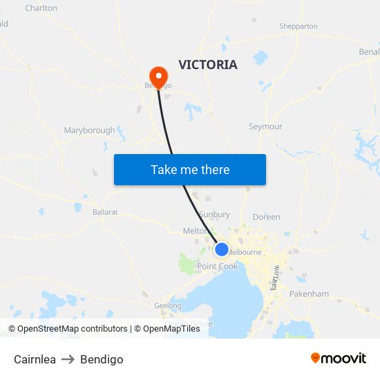 Cairnlea to Bendigo map