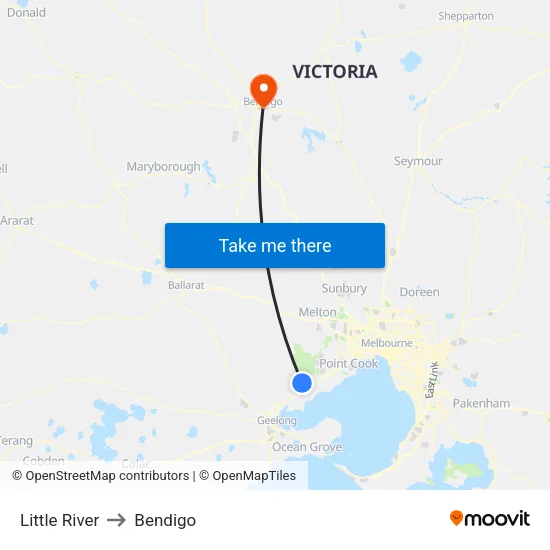 Little River to Bendigo map