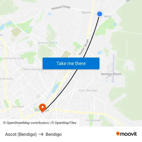 Ascot (Bendigo) to Bendigo map