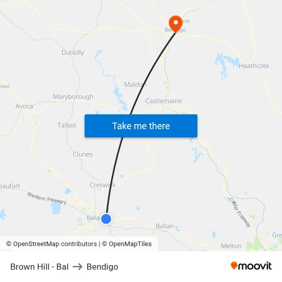Brown Hill - Bal to Bendigo map
