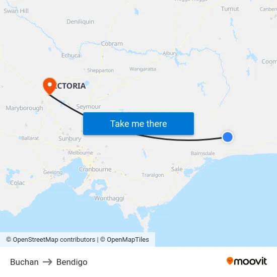 Buchan to Bendigo map