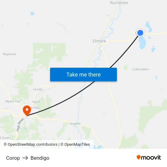 Corop to Bendigo map