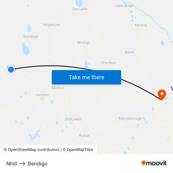 Nhill to Bendigo map