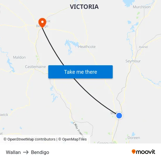 Wallan to Bendigo map