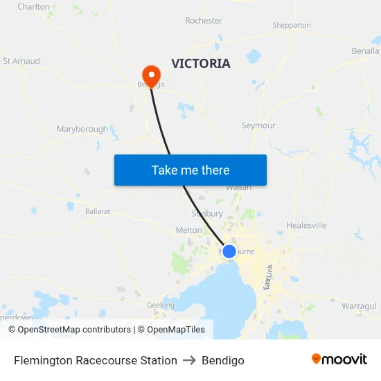 Flemington Racecourse Station to Bendigo map