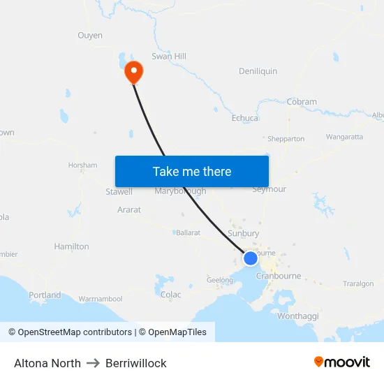 Altona North to Berriwillock map