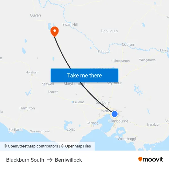 Blackburn South to Berriwillock map