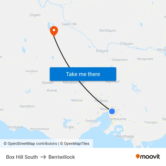 Box Hill South to Berriwillock map