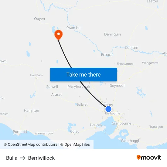 Bulla to Berriwillock map