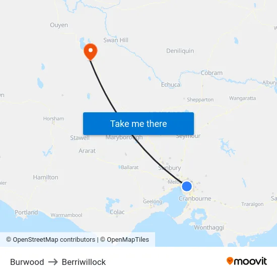 Burwood to Berriwillock map