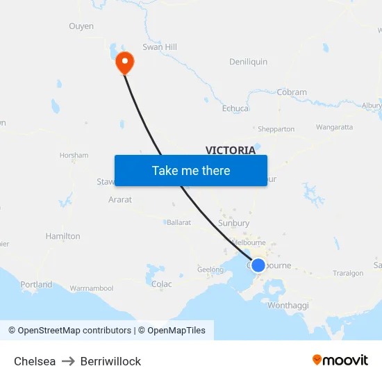 Chelsea to Berriwillock map