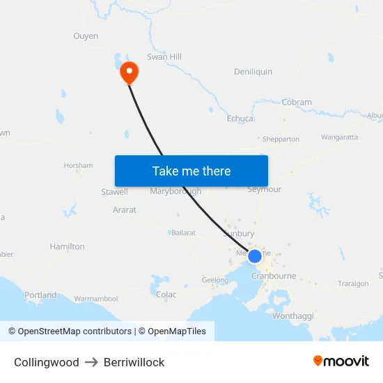 Collingwood to Berriwillock map