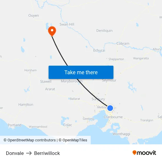 Donvale to Berriwillock map