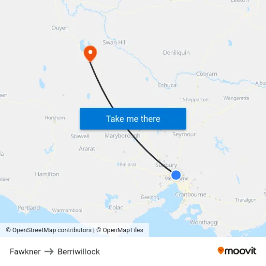 Fawkner to Berriwillock map