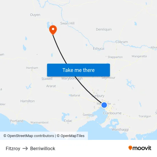 Fitzroy to Berriwillock map