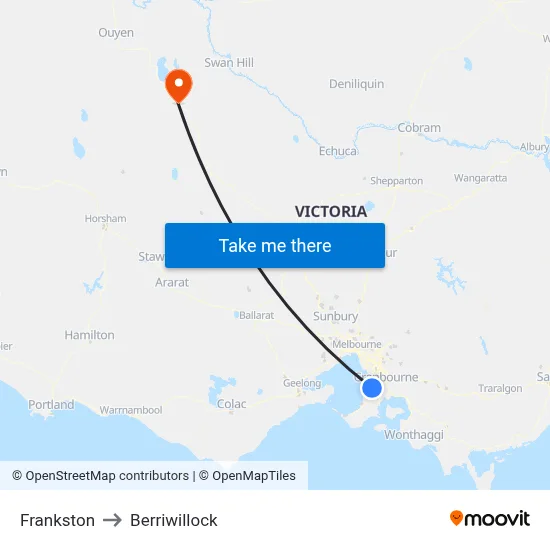 Frankston to Berriwillock map