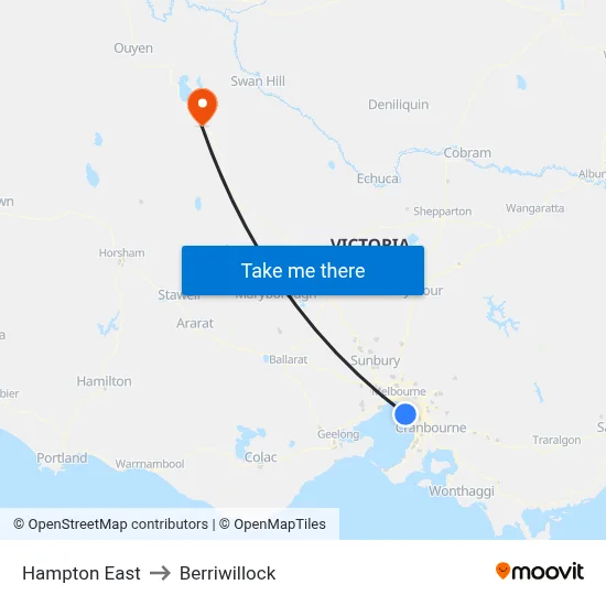 Hampton East to Berriwillock map