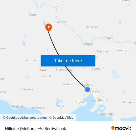 Hillside (Melton) to Berriwillock map