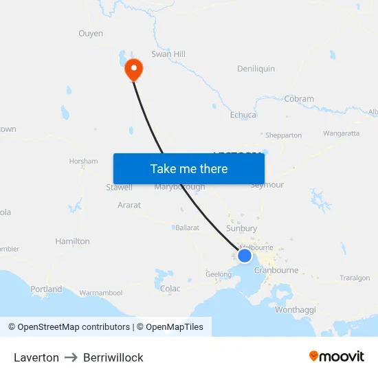 Laverton to Berriwillock map