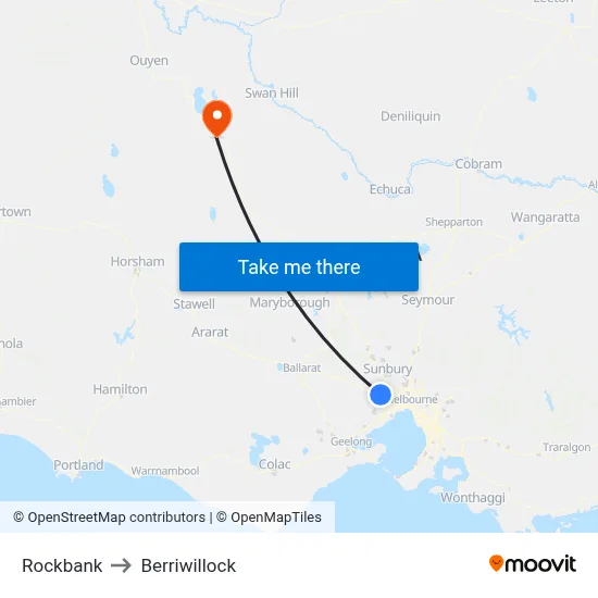Rockbank to Berriwillock map