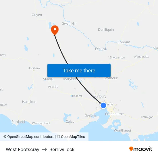 West Footscray to Berriwillock map
