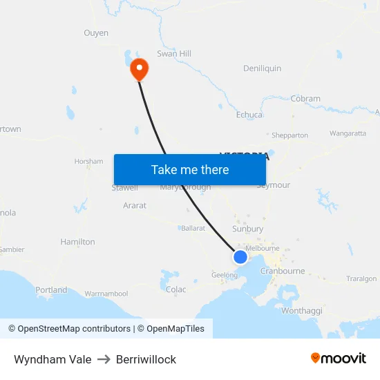 Wyndham Vale to Berriwillock map