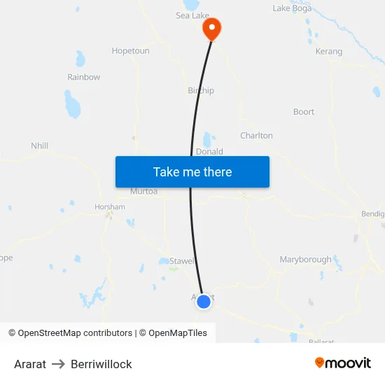 Ararat to Berriwillock map