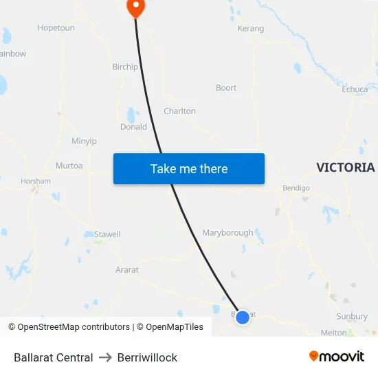 Ballarat Central to Berriwillock map
