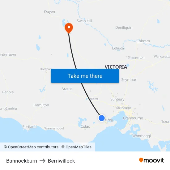 Bannockburn to Berriwillock map
