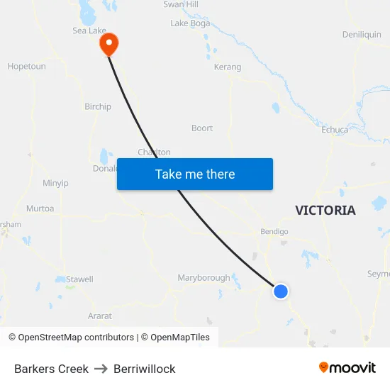 Barkers Creek to Berriwillock map