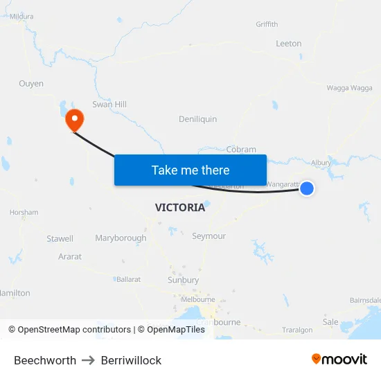 Beechworth to Berriwillock map