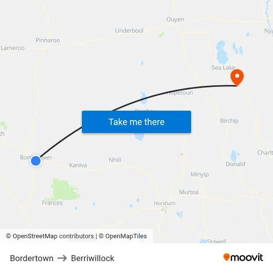 Bordertown to Berriwillock map