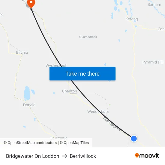 Bridgewater On Loddon to Berriwillock map