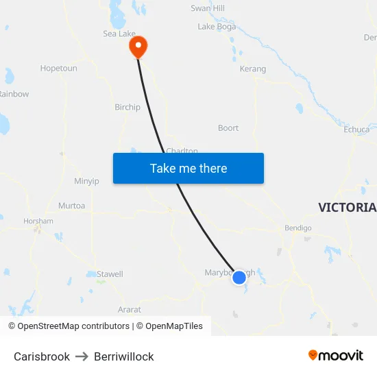 Carisbrook to Berriwillock map