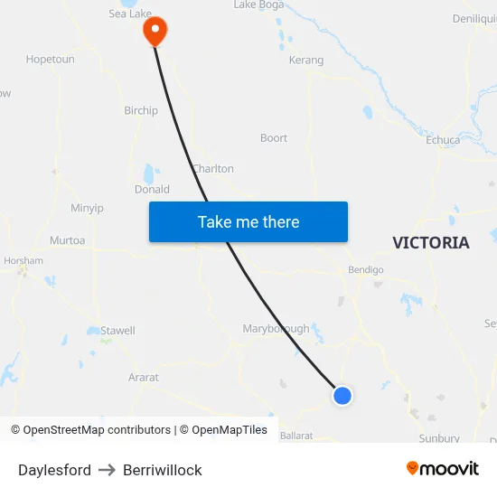 Daylesford to Berriwillock map