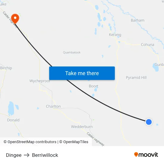 Dingee to Berriwillock map
