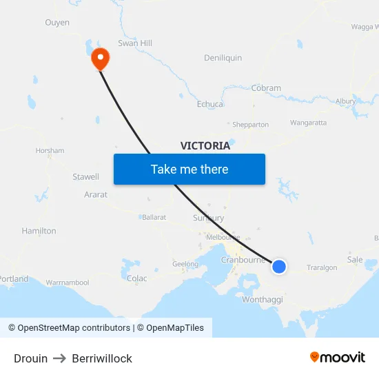 Drouin to Berriwillock map