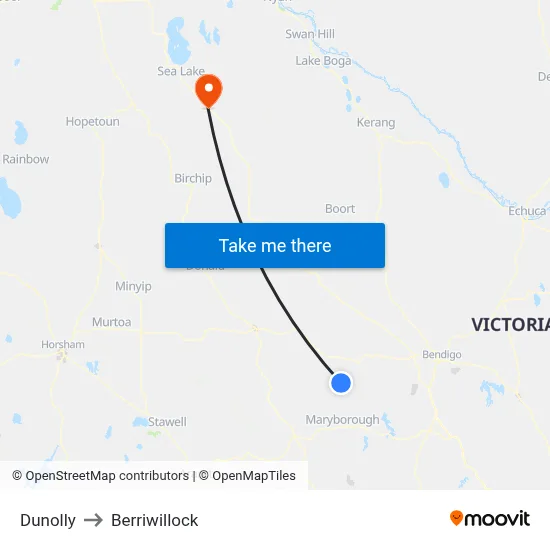 Dunolly to Berriwillock map