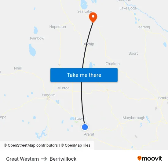Great Western to Berriwillock map