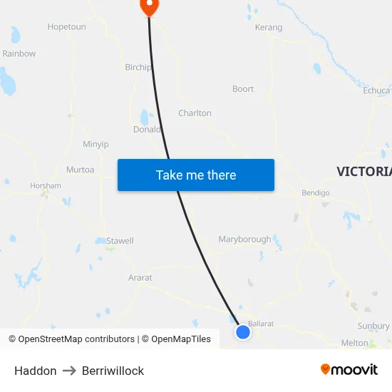 Haddon to Berriwillock map