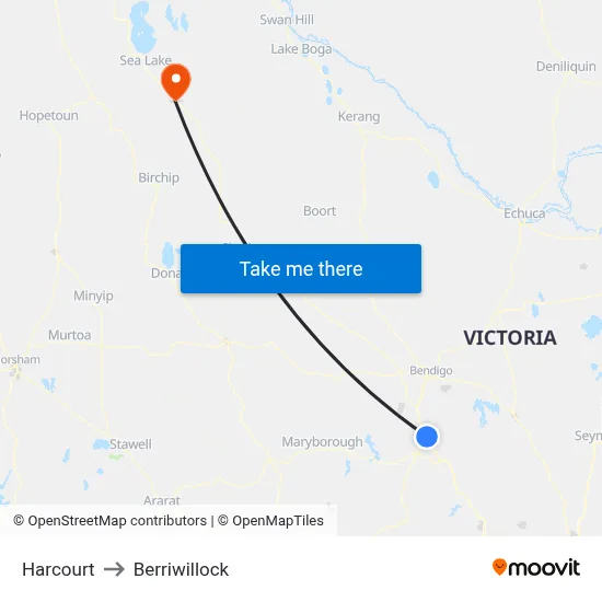 Harcourt to Berriwillock map