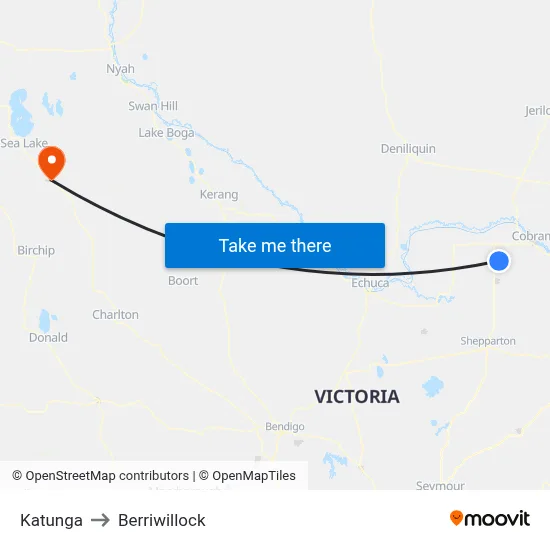 Katunga to Berriwillock map
