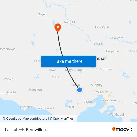 Lal Lal to Berriwillock map