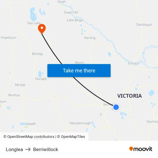 Longlea to Berriwillock map