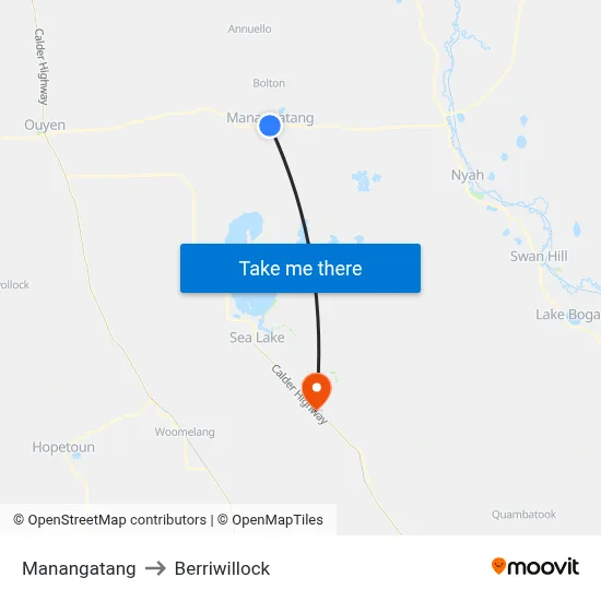 Manangatang to Berriwillock map
