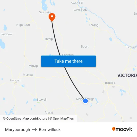 Maryborough to Berriwillock map