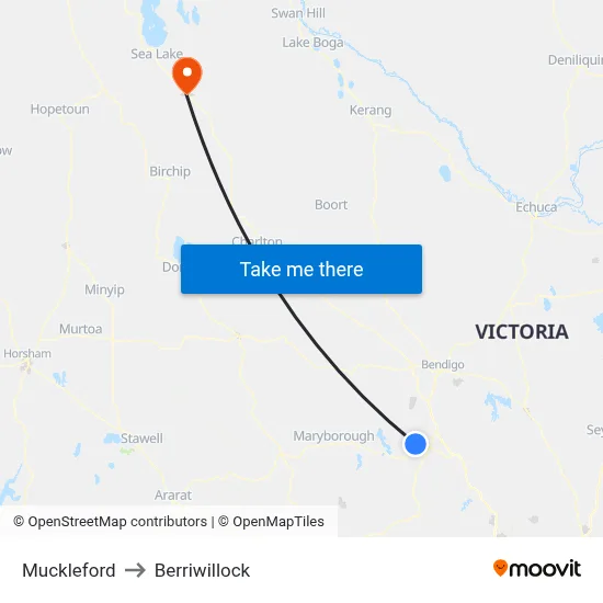 Muckleford to Berriwillock map