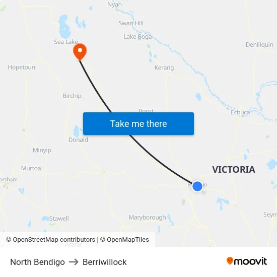 North Bendigo to Berriwillock map