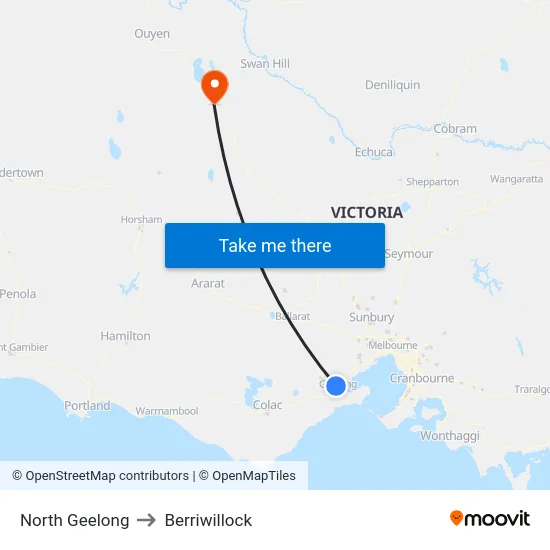 North Geelong to Berriwillock map
